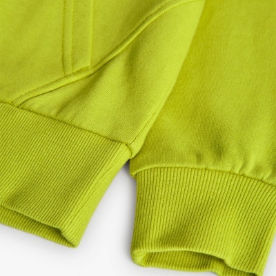 Punhos canelados de casaco verde limão em tecido algodão