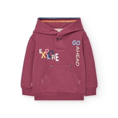 Sweatshirt vinho com capuz e texto colorido
