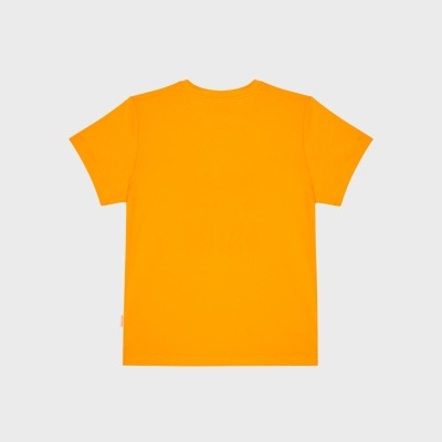 T-shirt laranja de manga curta vista por trás