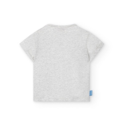 T-shirt cinzenta clara em algodão com manga curta vista de trás