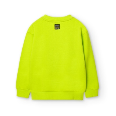 Sweatshirt amarela fluorescente de criança vista de costas