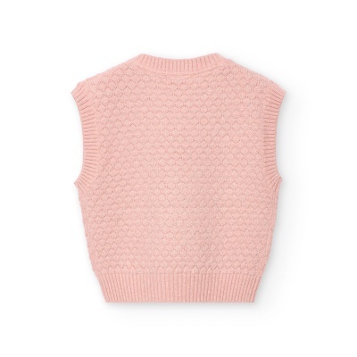 Camisola de malha rosa claro sem mangas com padrão texturizado