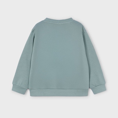 Sweatshirt infantil verde-azulado vista de costas