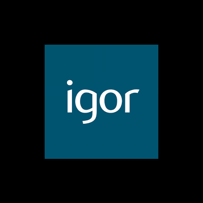 Texto branco 'igor' em fundo azul escuro