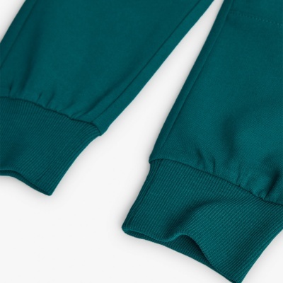 Mangas de casaco verde azulada com punhos em malha canelada