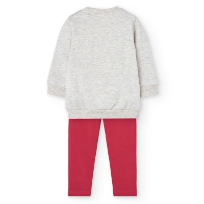 Conjunto de roupa de criança com camisola cinza claro e calças cor-de-rosa