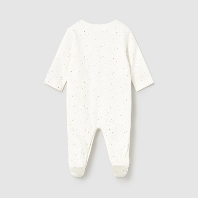 Macacão bebé branco com pontos coloridos e mangas compridas