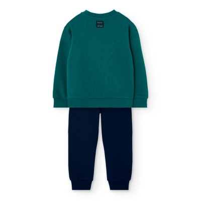 Conjunto criança sweat verde água e calças azul escuras