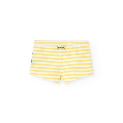 Calções de banho amarelos com riscas brancas para criança