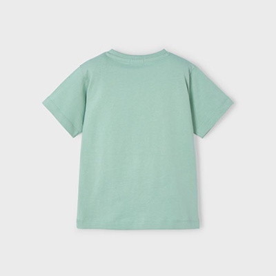 Camiseta verde água, vista de costas, manga curta