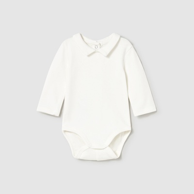 Body branco para bebé com gola e manga comprida