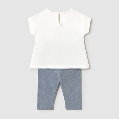 Conjunto infantil branco e azul cinzento