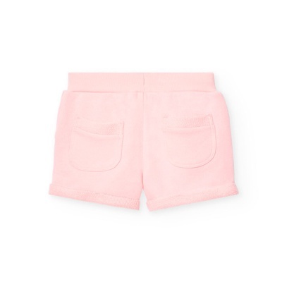 Calções cor-de-rosa com bolsos e cós elástico