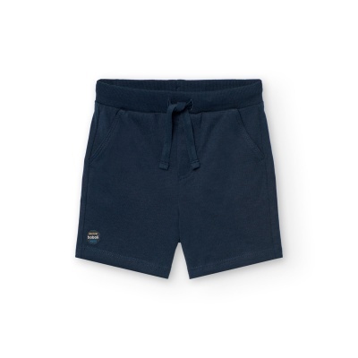 Calções de criança azuis escuros com cinto de cordão e bolsos