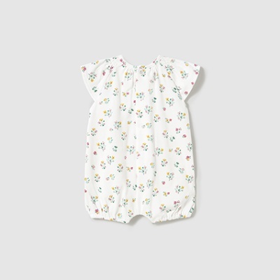 macacão de bebé branco com flores coloridas