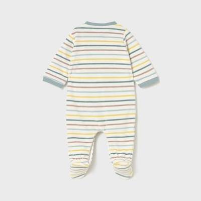 Pijama de bebé às riscas coloridas com pés