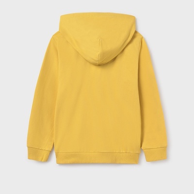 Camisola com capuz infantil amarela vista de trás
