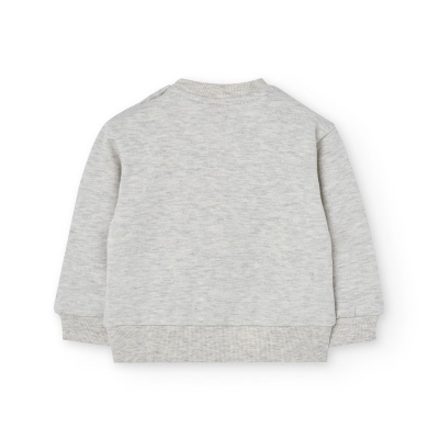 Sweatshirt cinza claro de manga comprida vista de costas