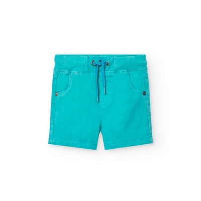 Calções azuis turquesa com cintura elástica e cordões