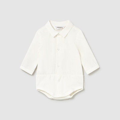 Body branco para bebé com gola clássica e botões frontais