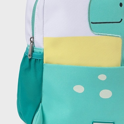 mochila infantil dinossauro verde amarelo branco