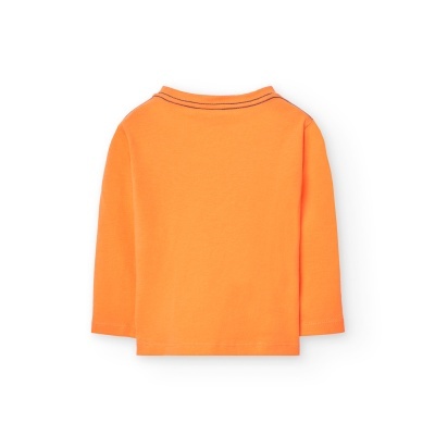 Camisola infantil laranja manga comprida vista de costas