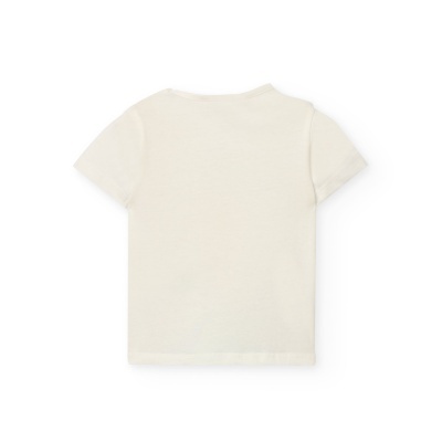 T-shirt infantil creme de manga curta vista de costas