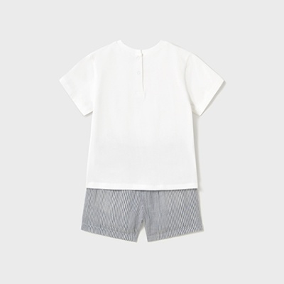 Conjunto infantil branco e riscas cinzentas