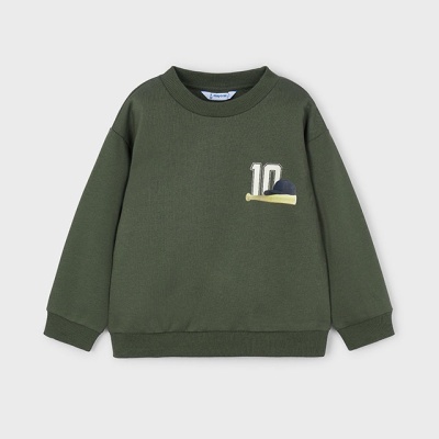 Sweatshirt infantil verde com número 10 bordado no peito