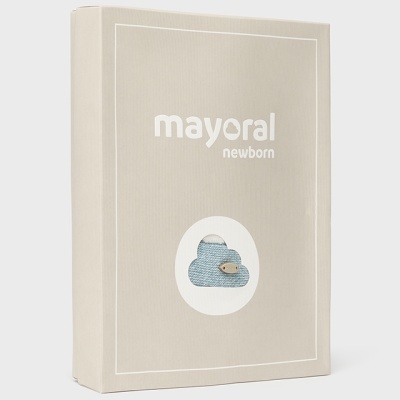 Caixa bege Mayoral Newborn com imagem de nuvem azul