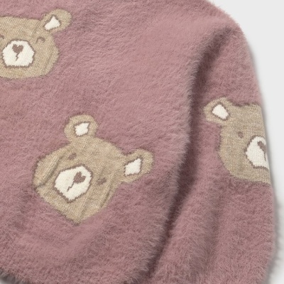 Camisola rosa felpuda com estampado de ursos e etiqueta 'mango'