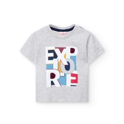 T-shirt infantil cinzenta com estampa colorida EXPLORE