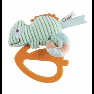 Brinquedo de bebé Chicco em forma de caranguejo verde com pega laranja