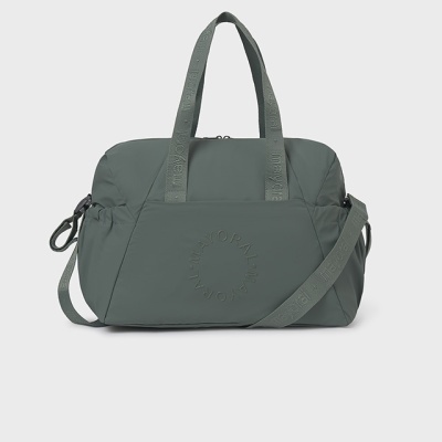 Mala desportiva verde escura com alça e bolso frontal