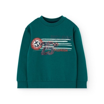 sweatshirt verde petróleo com estampado e âncora para criança