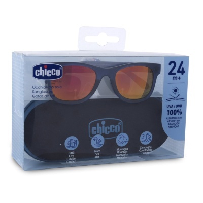 Óculos de sol Chicco com estojo preto em embalagem transparente