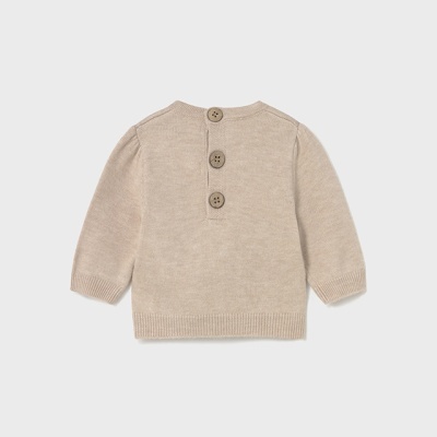 Camisola de malha bege para bebé com botões na parte de trás