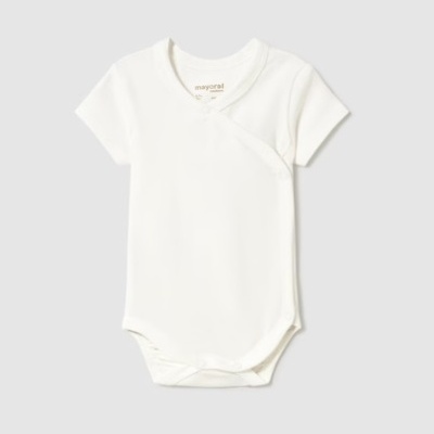 Body branco para bebé, manga curta, fecho cruzado
