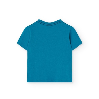 T-shirt azul turquesa de mangas curtas vista de costas