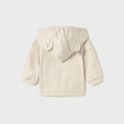 Casaco creme para bebé com capuz e orelhas