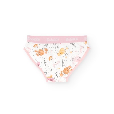 Cuecas de criança com padrão colorido e elástico rosa Bob&Oli