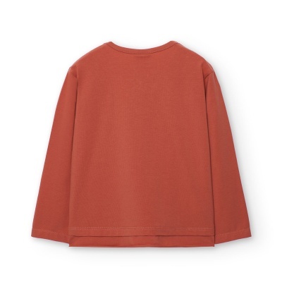Camisola infantil manga comprida cor terracota vista traseira