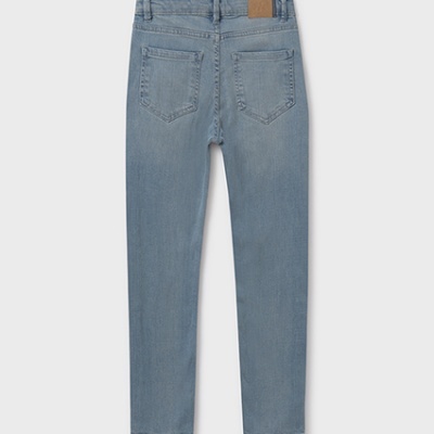 Calças de ganga azul claro vista de trás