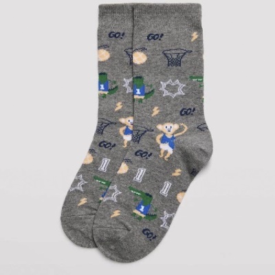 Meias de basquetebol cinzentas com padrão colorido