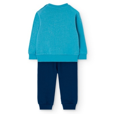 Conjunto infantil de sweat azul claro e calças azul escuro