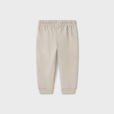 Calças infantis bege claro com cós elástico