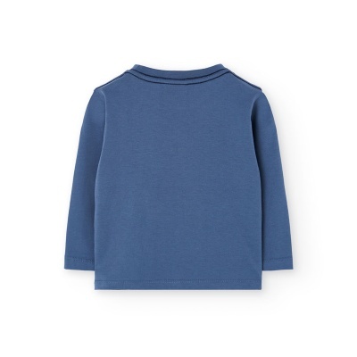 Camisola infantil azul de manga comprida vista de costas