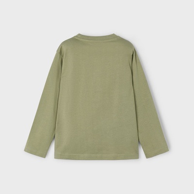 Camisola verde-oliva de manga comprida vista de costas