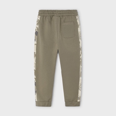 Calças de fato de treino verde-oliva com faixa camuflada