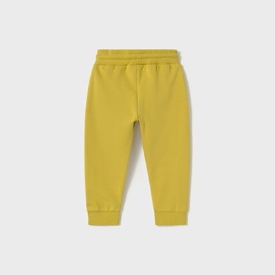 Calças de criança amarelas com cós e punhos elásticos